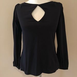 Black silk blouse with front cut out